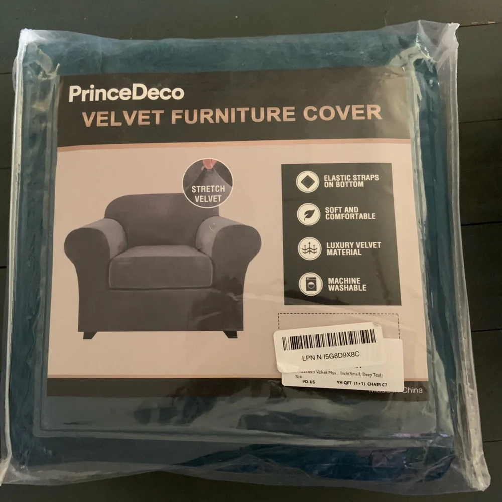 PrinceDeco Velvet Furniture Cover in Teal-NEW